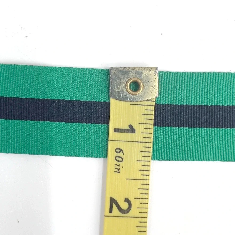 Polo Ralph Lauren D-Ring Ribbon Belt Green Navy Blue Striped 28-32